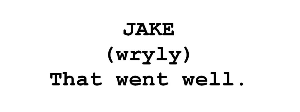 example of a parenthetical in a script