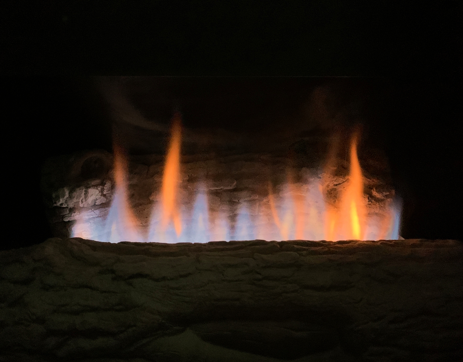 Log burning in a fireplace